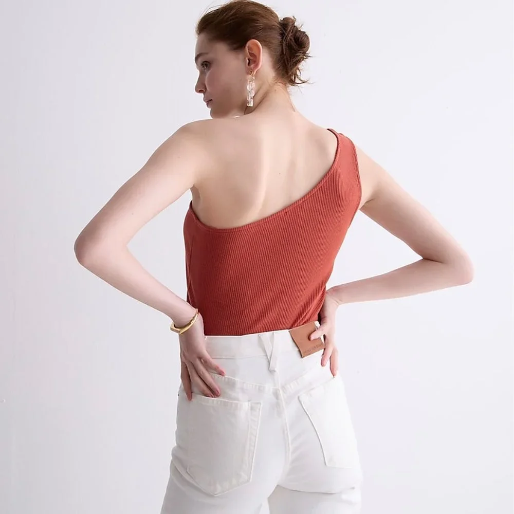 NWT J Crew One-Shoulder Vintage Rib Top - Picture 2 of 5
